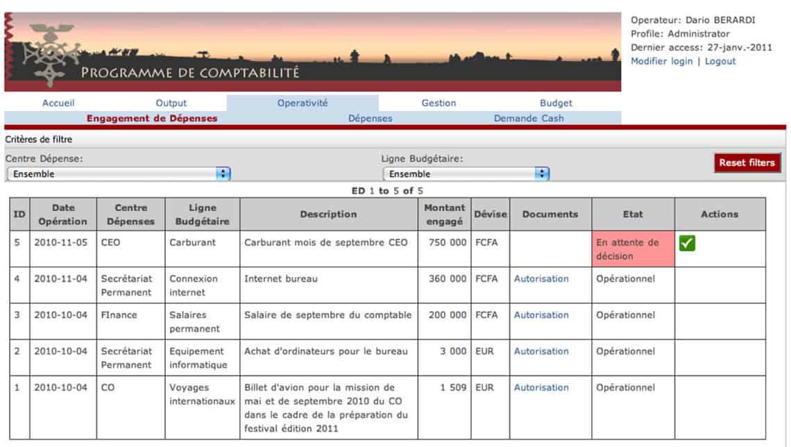 Gestione contabile Grandi Eventi - Budgeting Web Sheets